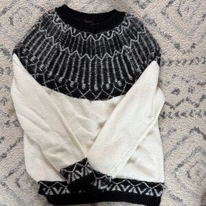Talbots Black and Cream Patterned Sweater
